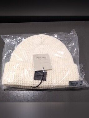Brand New Allsaints 30% Wool Angled Stitch Beanie (One Size)